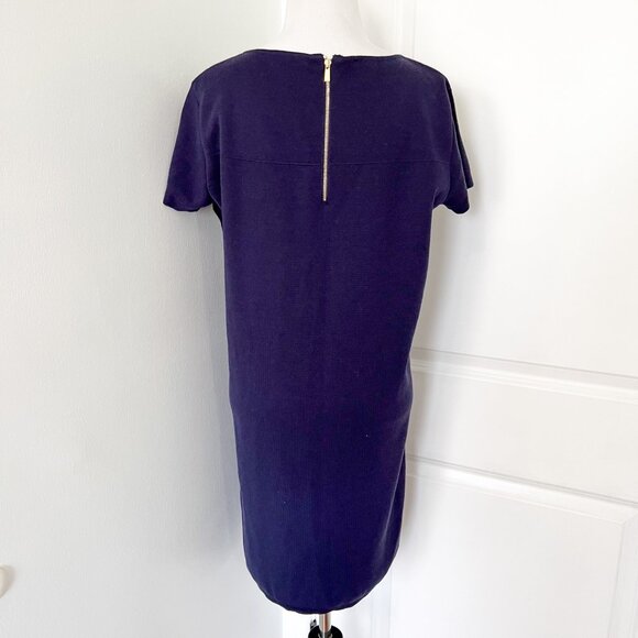 Escada Navy Blue Side Button Wool Knit Shift Dress - Picture 4 of 7